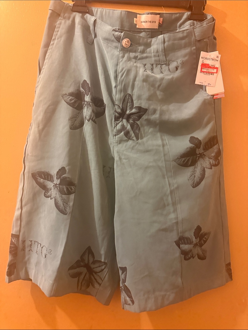 Honor The Gift Men's Teal Floral Flat-Front Shorts
